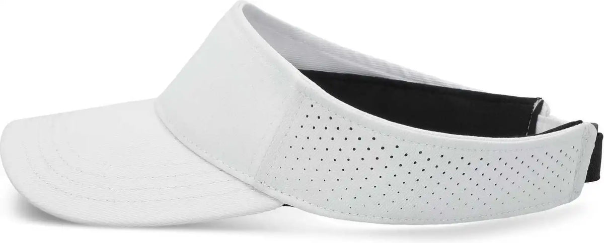 Pacific Headwear P500 Perforated Visor Powered by Coolcore - White Black - 7’’ - 7 7/8’’