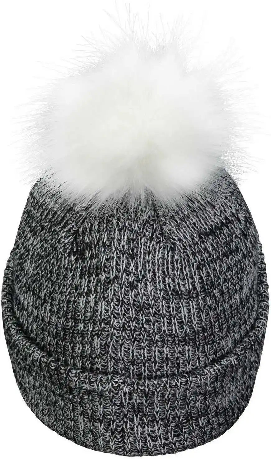 Pacific Headwear P604k Faux Fur Pom Beanie Black White / 7’’ 7 7/8’’