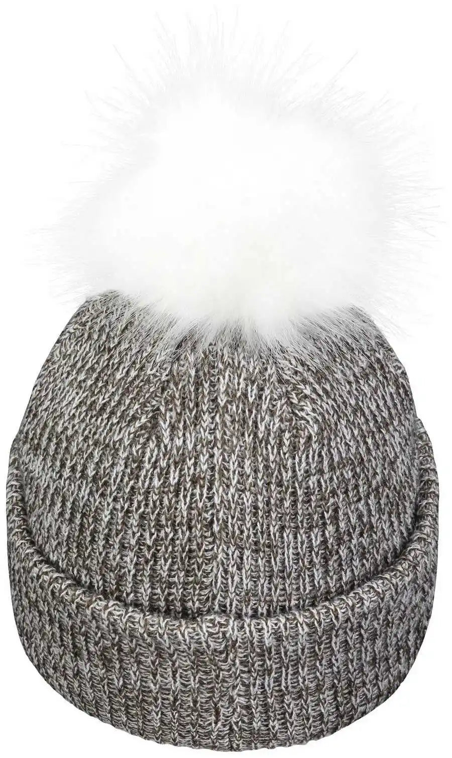 Pacific Headwear P604k Faux Fur Pom Beanie Brown White / 7’’ 7 7/8’’