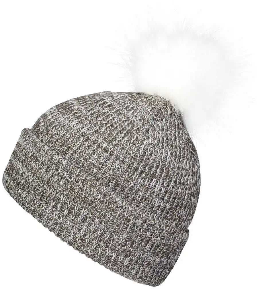 Pacific Headwear P604k Faux Fur Pom Beanie Brown White / 7’’ 7 7/8’’