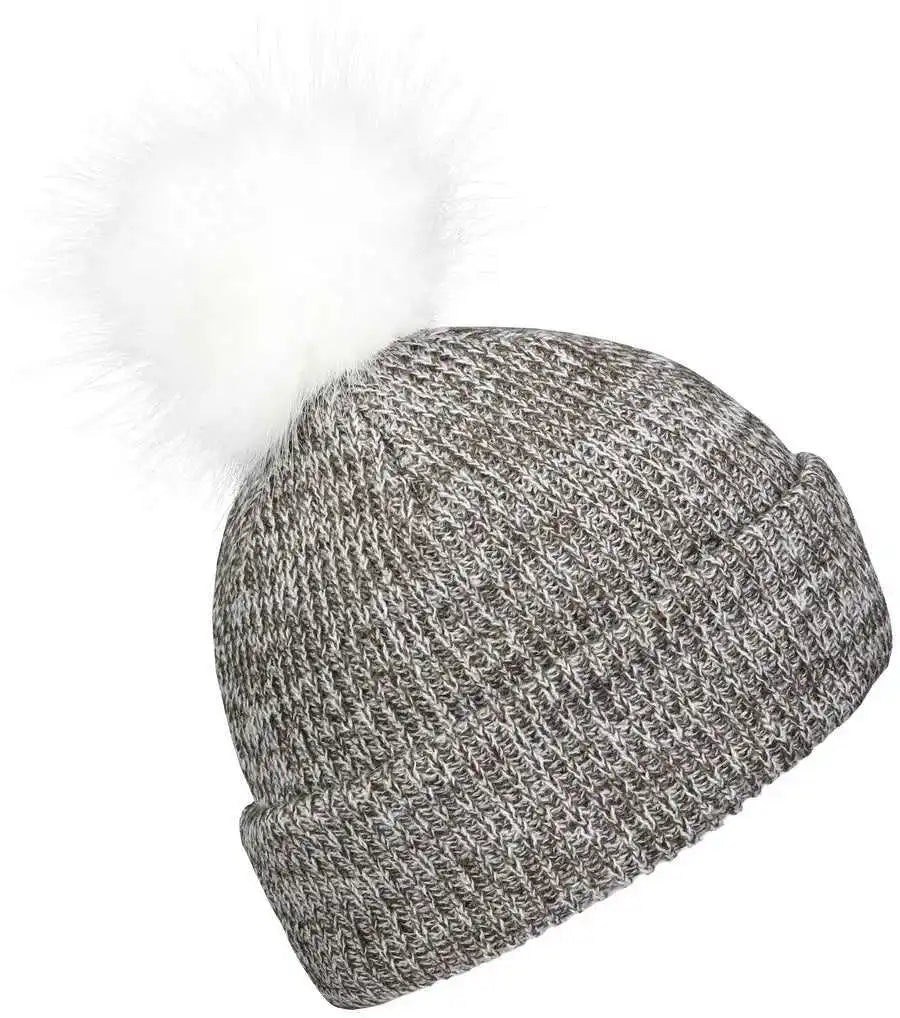 Pacific Headwear P604k Faux Fur Pom Beanie Brown White / 7’’ 7 7/8’’