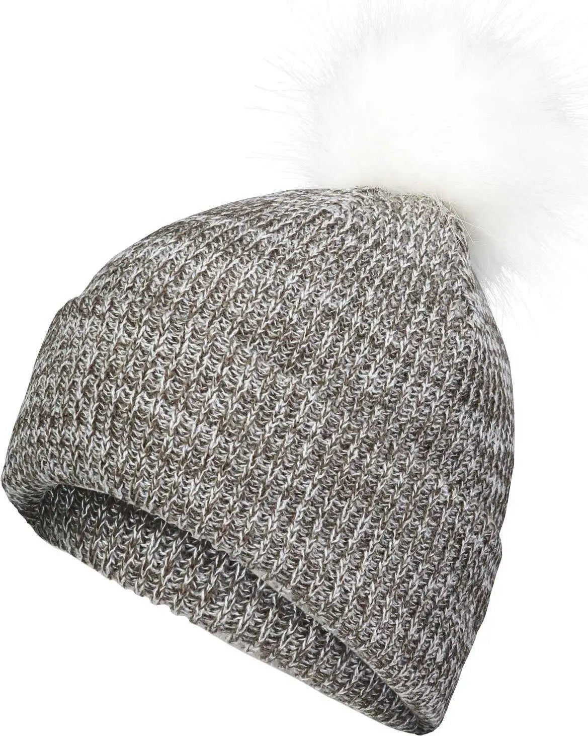 Pacific Headwear P604k Faux Fur Pom Beanie - Brown White