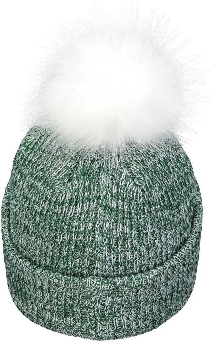 Pacific Headwear P604k Faux Fur Pom Beanie Dark Green White Forest / 7’’ 7 7/8’’
