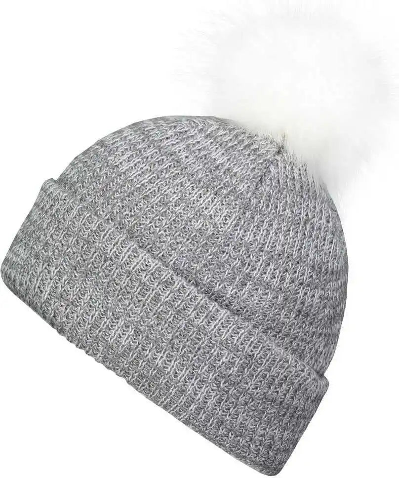 Pacific Headwear P604k Faux Fur Pom Beanie Graphite White / 7’’ 7 7/8’’