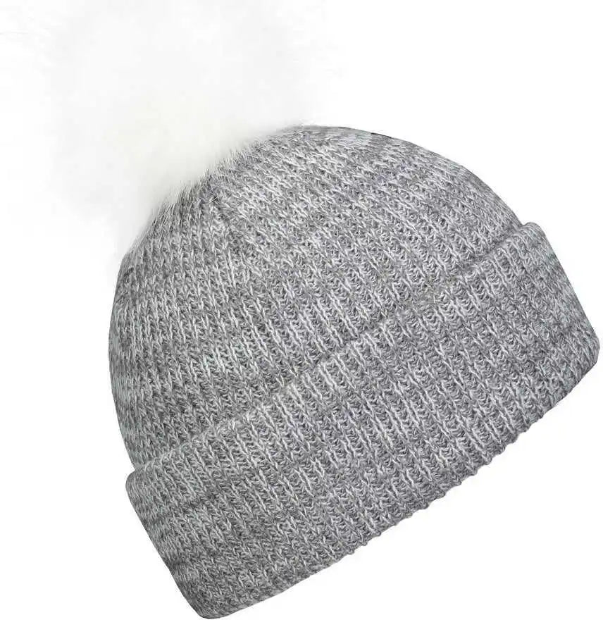 Pacific Headwear P604k Faux Fur Pom Beanie Graphite White / 7’’ 7 7/8’’