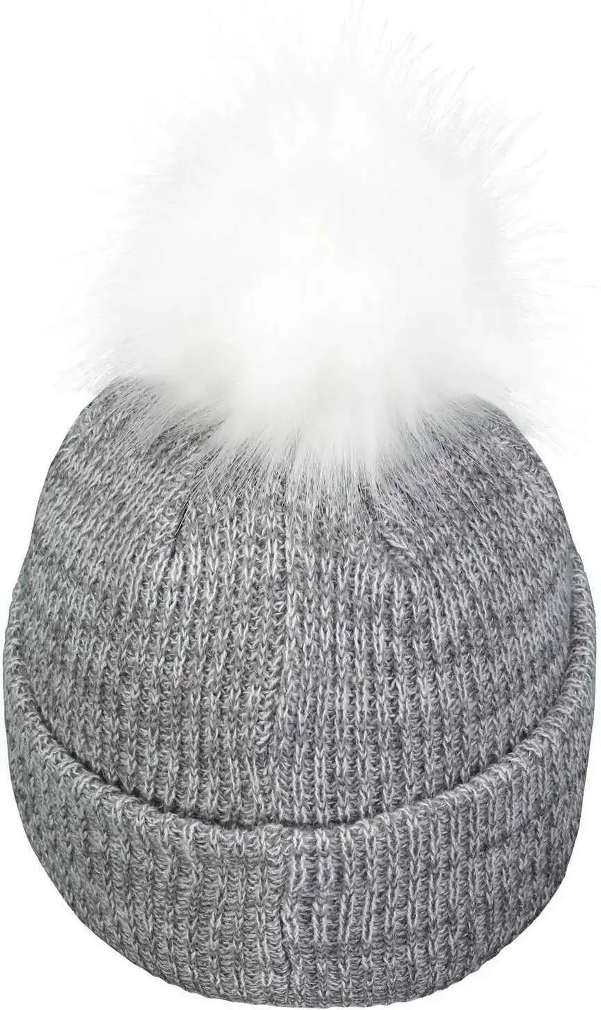 Pacific Headwear P604k Faux Fur Pom Beanie Graphite White / 7’’ 7 7/8’’