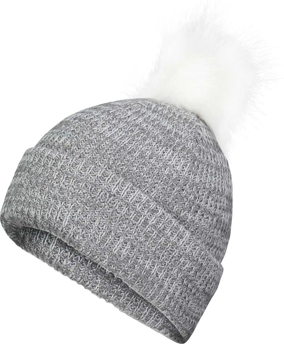 Pacific Headwear P604k Faux Fur Pom Beanie Graphite White / 7’’ 7 7/8’’
