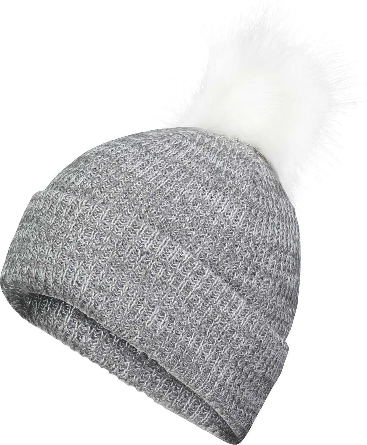 Pacific Headwear P604k Faux Fur Pom Beanie - Graphite White