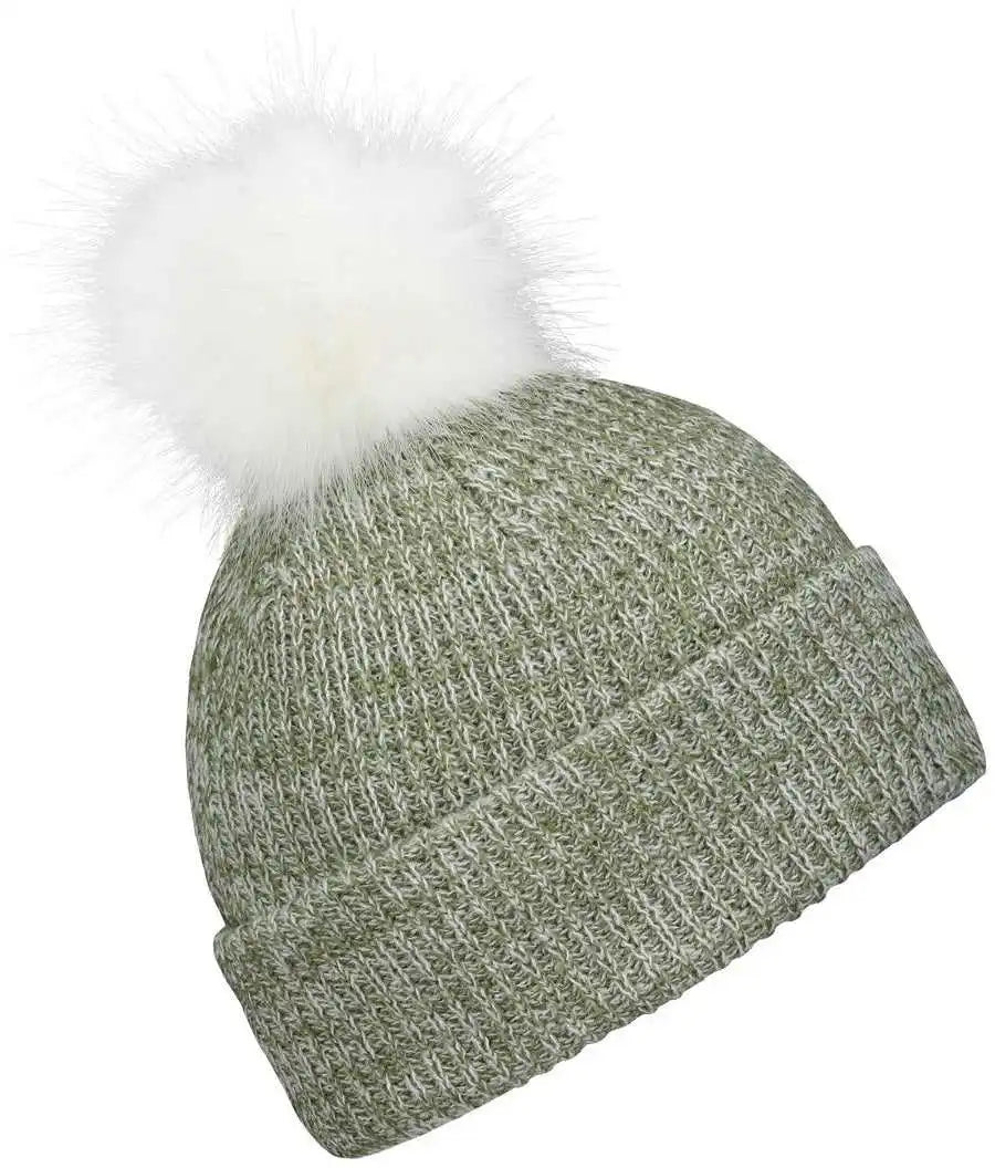 Pacific Headwear P604k Faux Fur Pom Beanie - Loden White - Dark Gray / 7’’ - 7 7/8’’