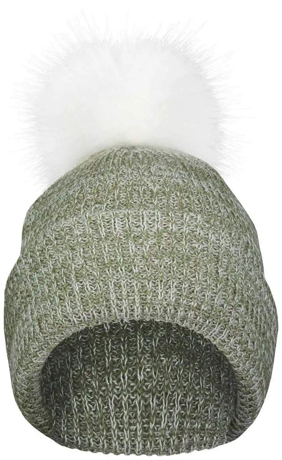 Pacific Headwear P604k Faux Fur Pom Beanie - Loden White - Dark Gray / 7’’ - 7 7/8’’