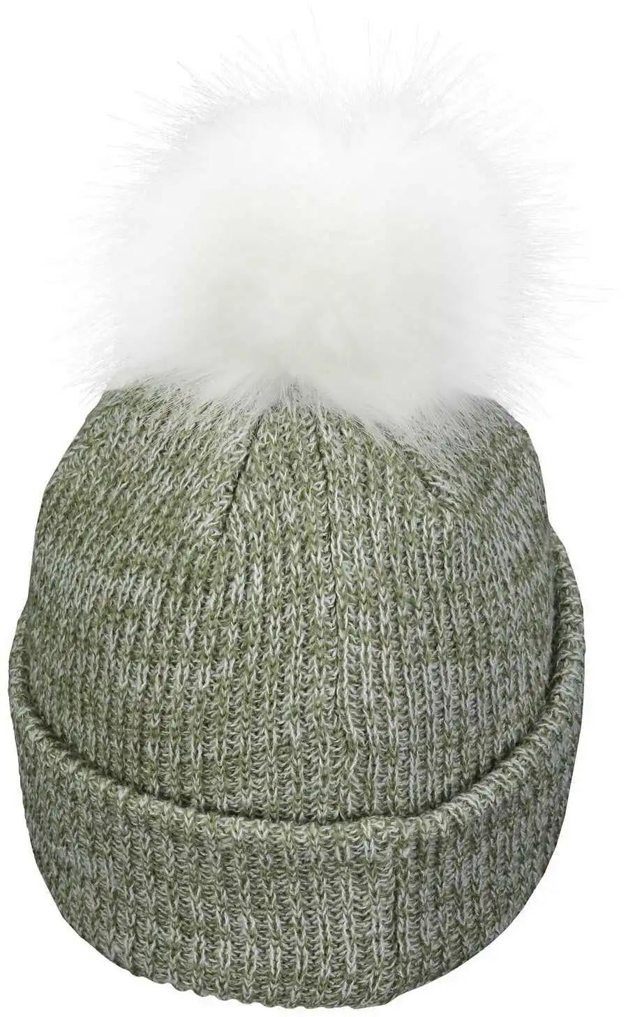 Pacific Headwear P604k Faux Fur Pom Beanie - Loden White - Dark Gray / 7’’ - 7 7/8’’