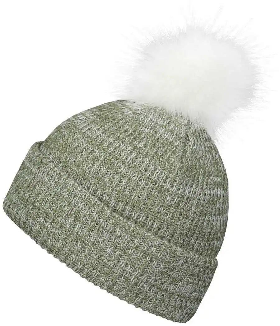 Pacific Headwear P604k Faux Fur Pom Beanie - Loden White - Dark Gray / 7’’ - 7 7/8’’