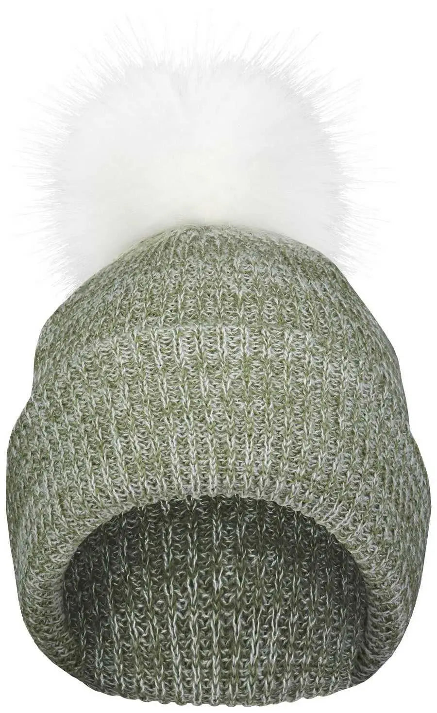 Pacific Headwear P604k Faux Fur Pom Beanie - Loden White