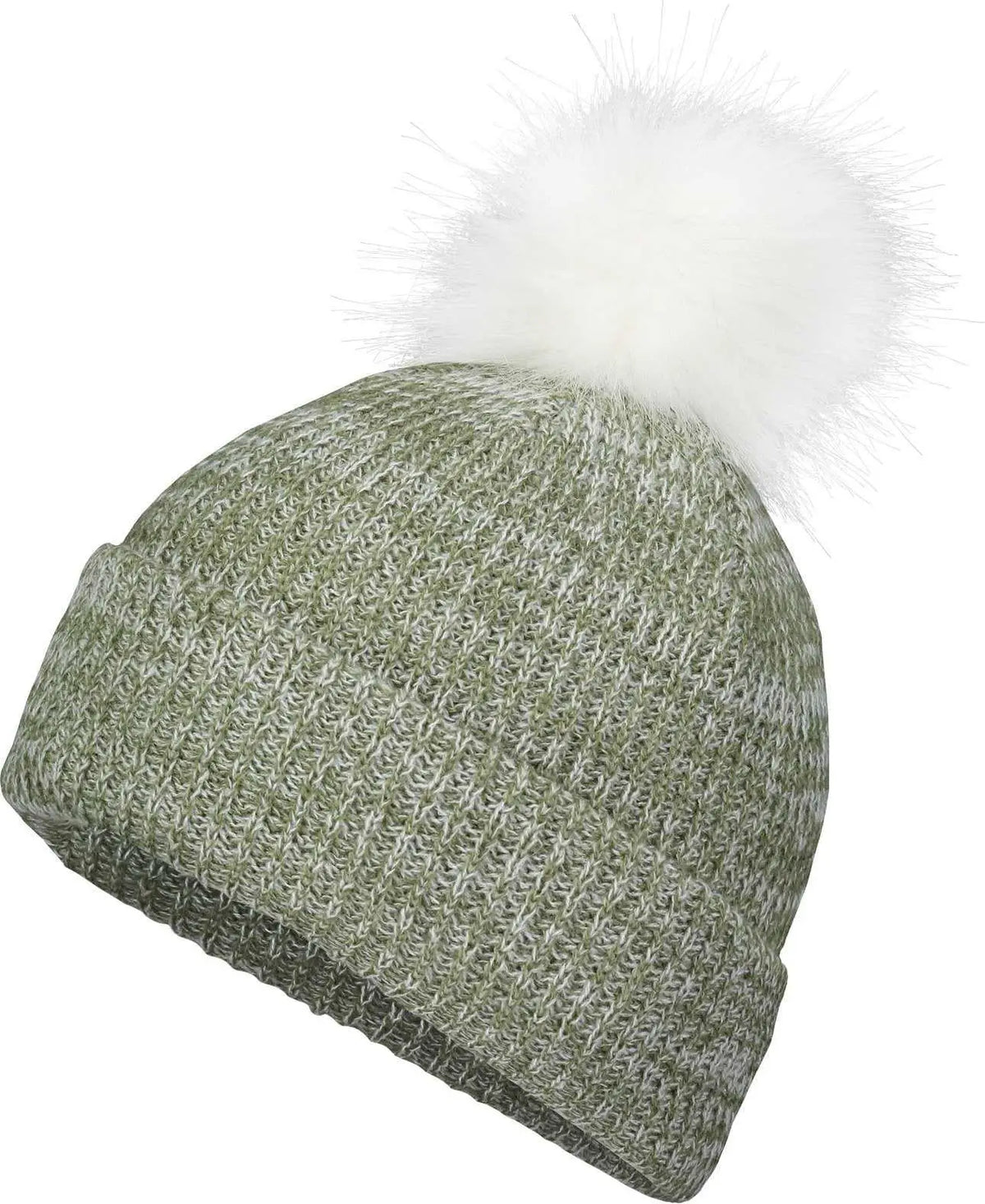 Pacific Headwear P604k Faux Fur Pom Beanie - Loden White