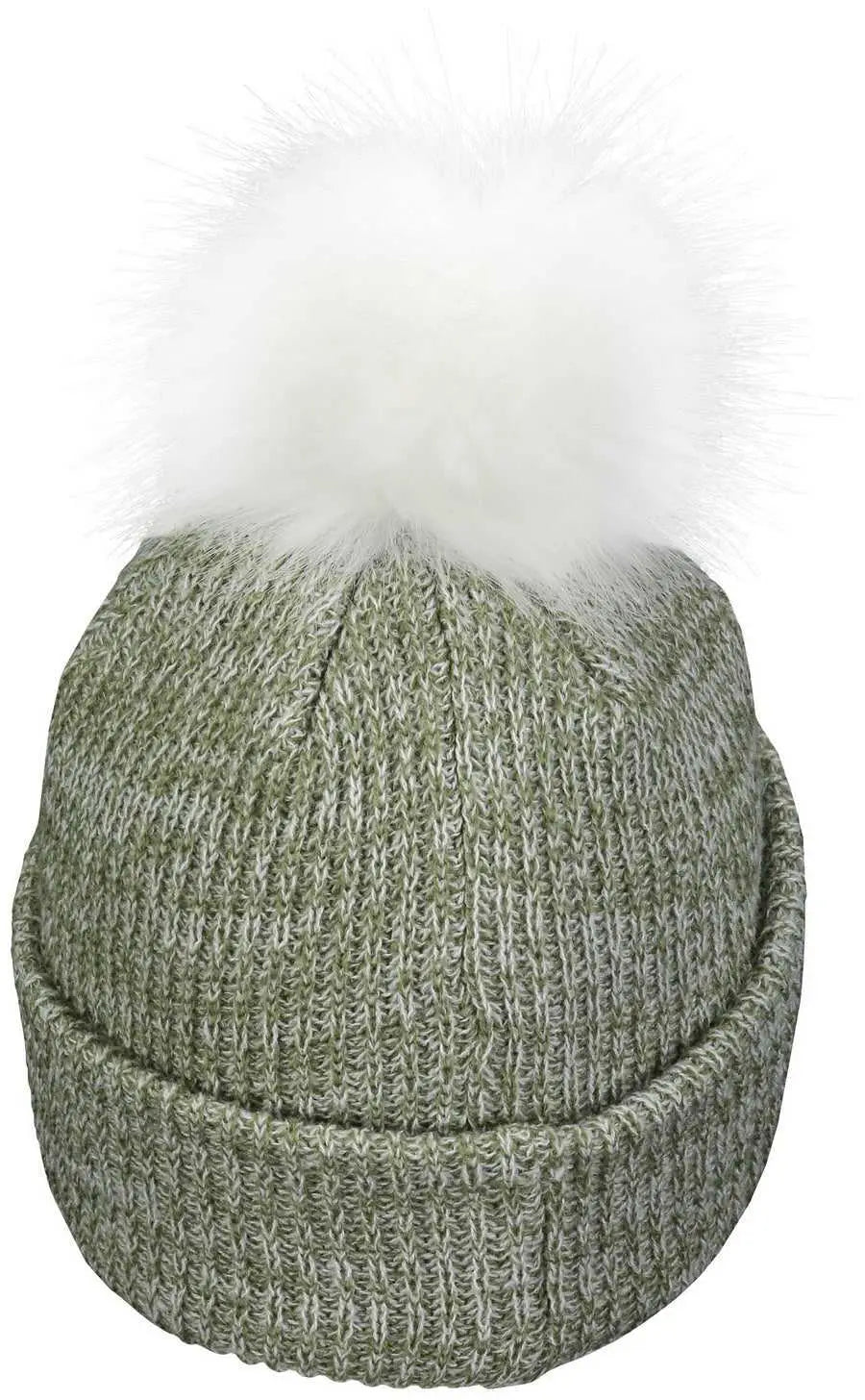 Pacific Headwear P604k Faux Fur Pom Beanie - Loden White