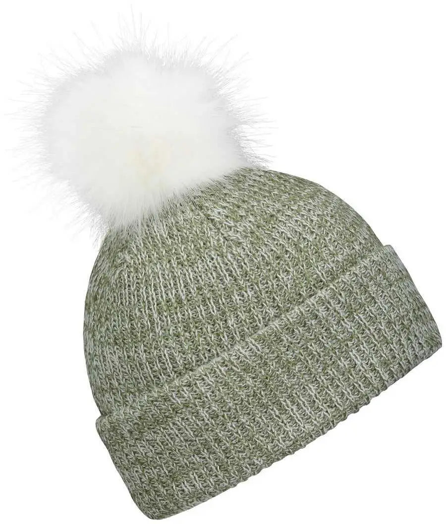 Pacific Headwear P604k Faux Fur Pom Beanie - Loden White