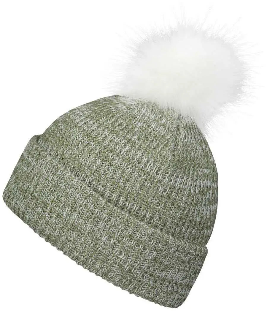 Pacific Headwear P604k Faux Fur Pom Beanie - Loden White