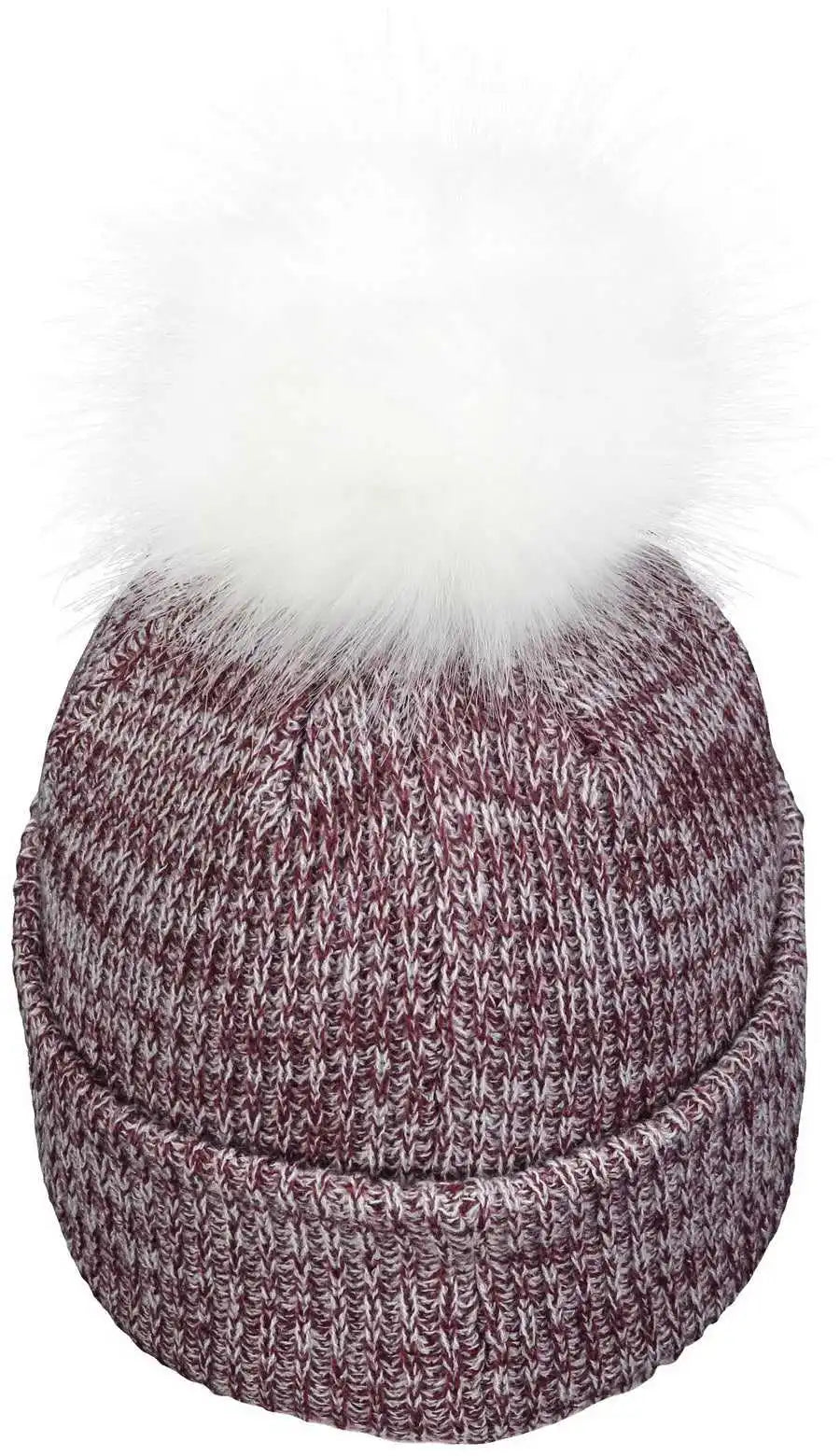 Pacific Headwear P604k Faux Fur Pom Beanie Maroon White / 7’’ 7 7/8’’