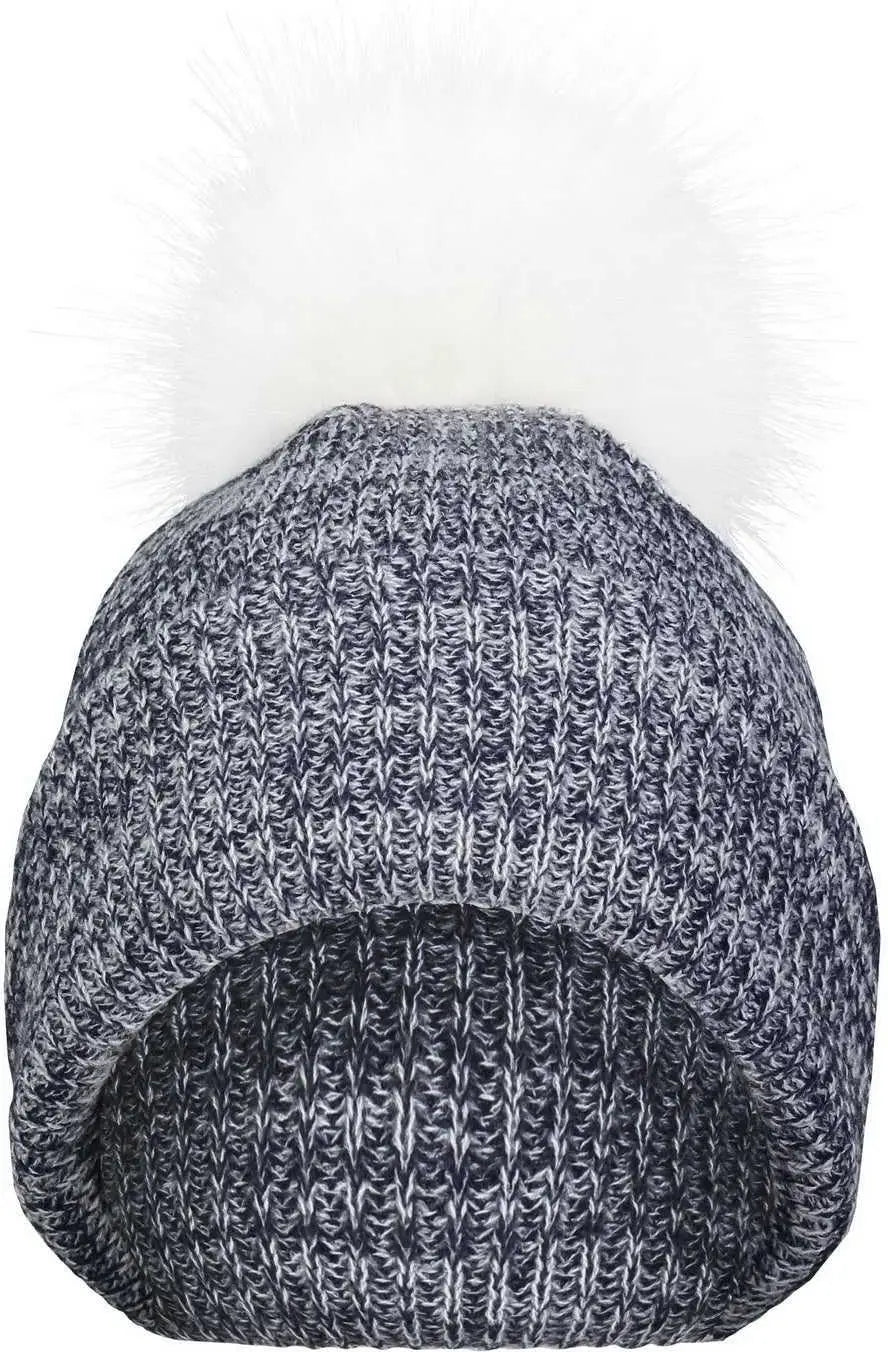 Pacific Headwear P604k Faux Fur Pom Beanie - Navy White