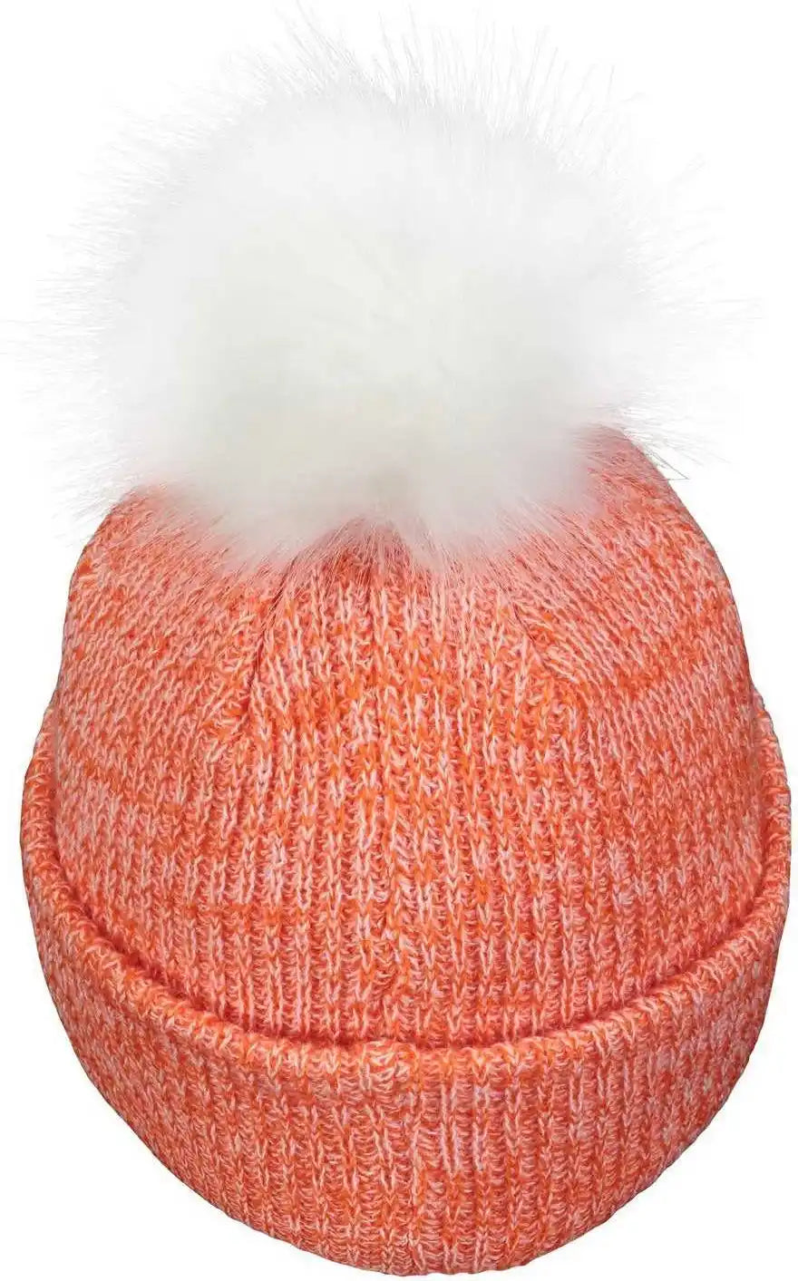 Pacific Headwear P604k Faux Fur Pom Beanie Orange White / 7’’ 7 7/8’’