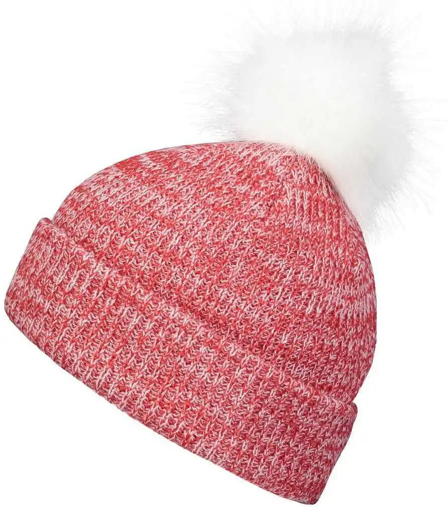Pacific Headwear P604k Faux Fur Pom Beanie Red White / 7’’ 7 7/8’’