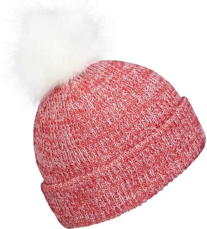 Pacific Headwear P604k Faux Fur Pom Beanie Red White / 7’’ 7 7/8’’