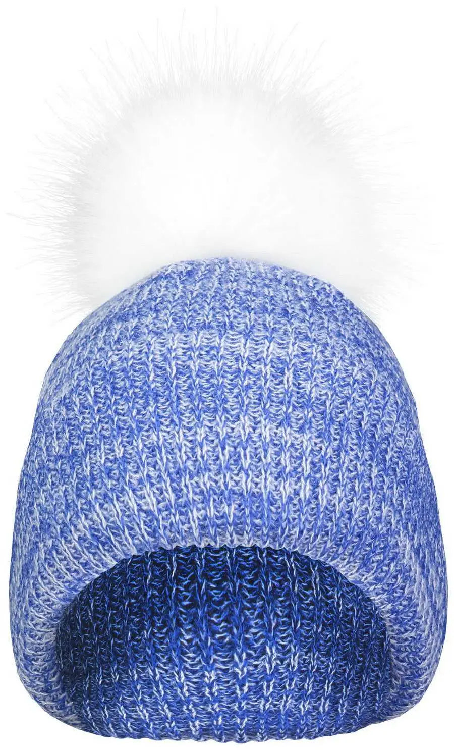 Pacific Headwear P604k Faux Fur Pom Beanie - Royal White - 7’’ - 7 7/8’’