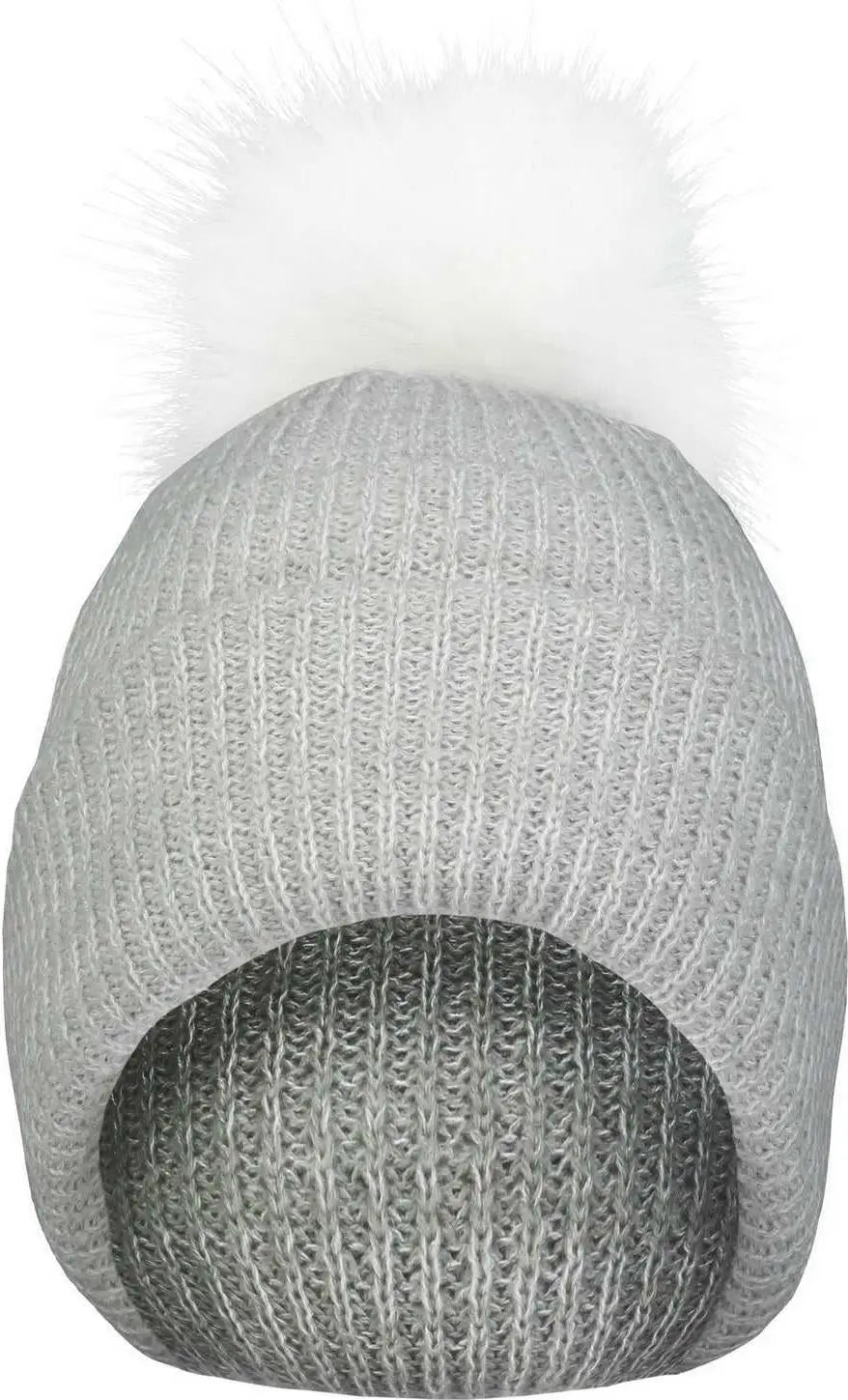 Pacific Headwear P604k Faux Fur Pom Beanie - Silver White