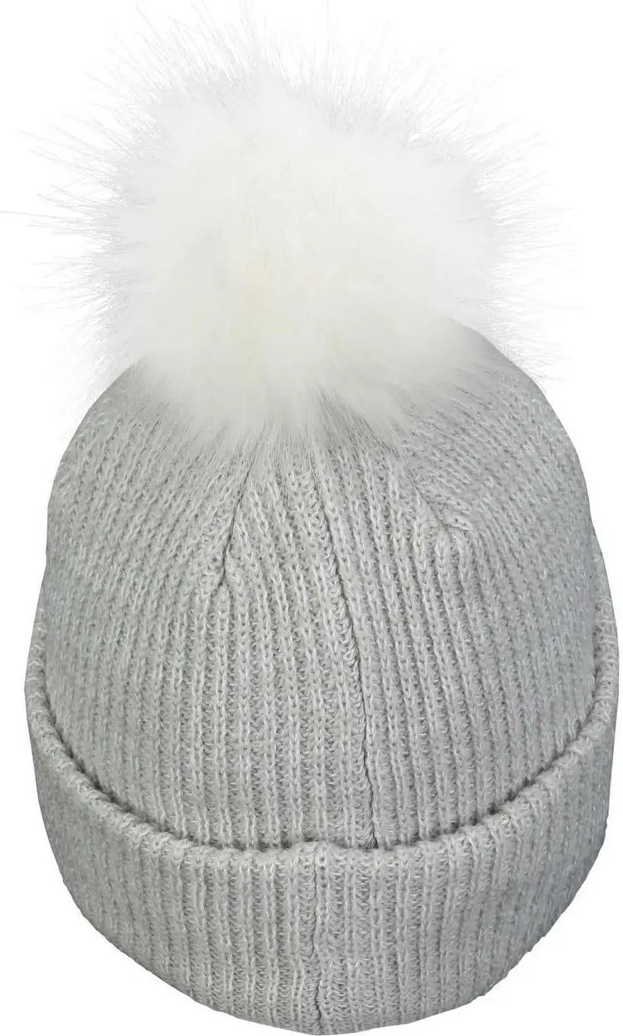 Pacific Headwear P604k Faux Fur Pom Beanie - Silver White