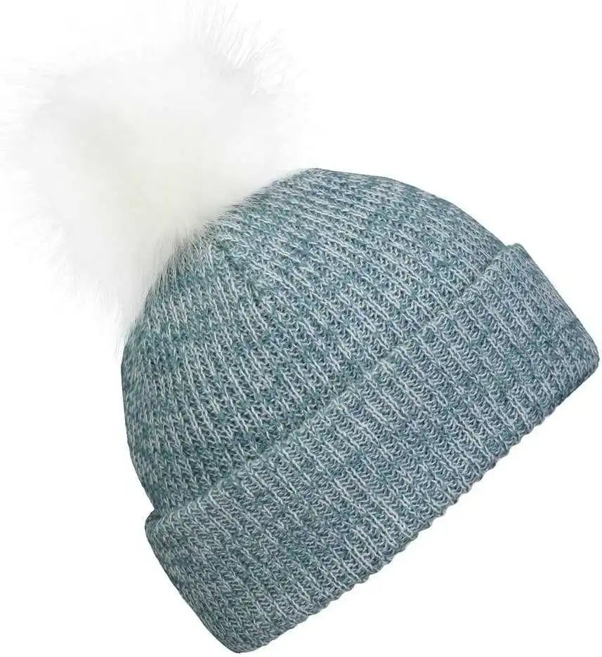 Pacific Headwear P604k Faux Fur Pom Beanie - Storm White - Gray / 7’’ - 7 7/8’’