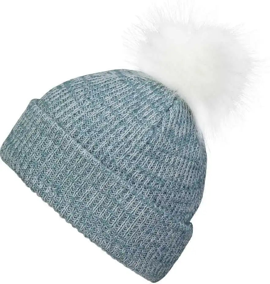 Pacific Headwear P604k Faux Fur Pom Beanie - Storm White - Gray / 7’’ - 7 7/8’’