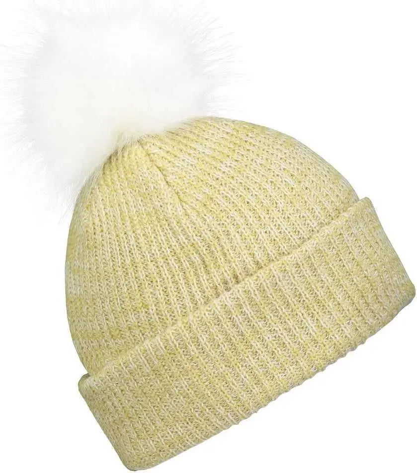 Pacific Headwear P604k Faux Fur Pom Beanie - Vegas Gold White