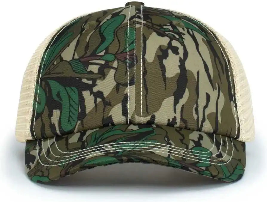 Pacific Headwear P640 Vintage Mossy Oak Trucker Cap Greenleaf Tan Ivory / 7’’ 7 7/8’’