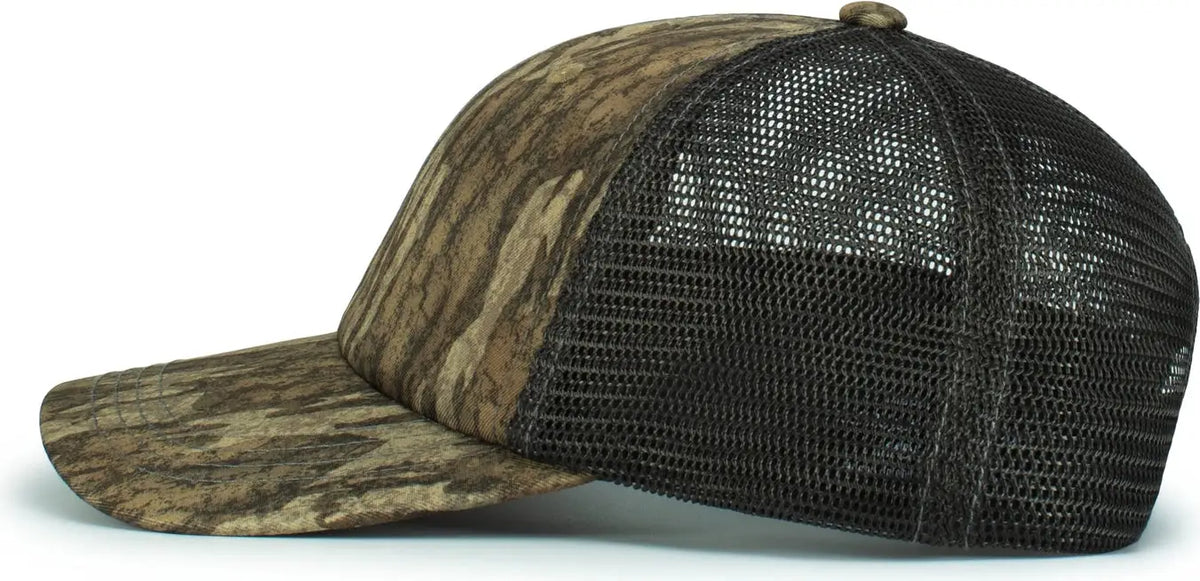 Pacific Headwear P640 Vintage Mossy Oak Trucker Cap - New Burnt Orangettomland Lt Charcoal - Dark Gray / one Size Fits