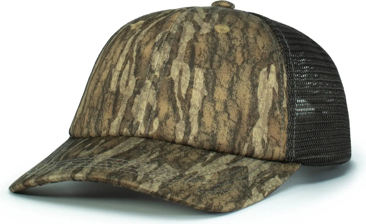 Pacific Headwear P640 Vintage Mossy Oak Trucker Cap - New Burnt Orangettomland Lt Charcoal - Dark Gray / one Size Fits