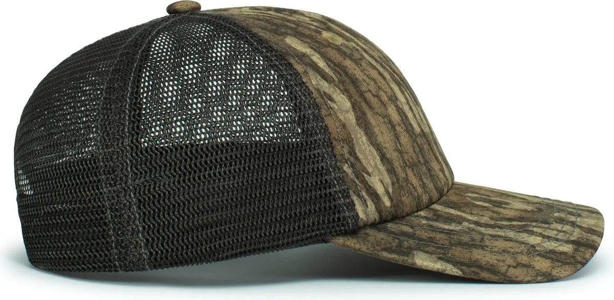 Pacific Headwear P640 Vintage Mossy Oak Trucker Cap - New Burnt Orangettomland Lt Charcoal - Dark Gray / one Size Fits