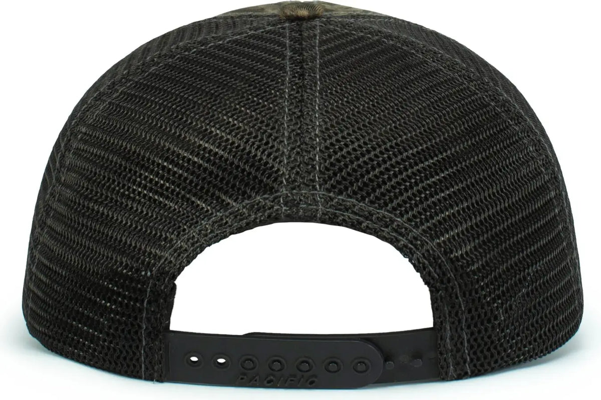 Pacific Headwear P640 Vintage Mossy Oak Trucker Cap - New Burnt Orangettomland Lt Charcoal - Dark Gray / one Size Fits