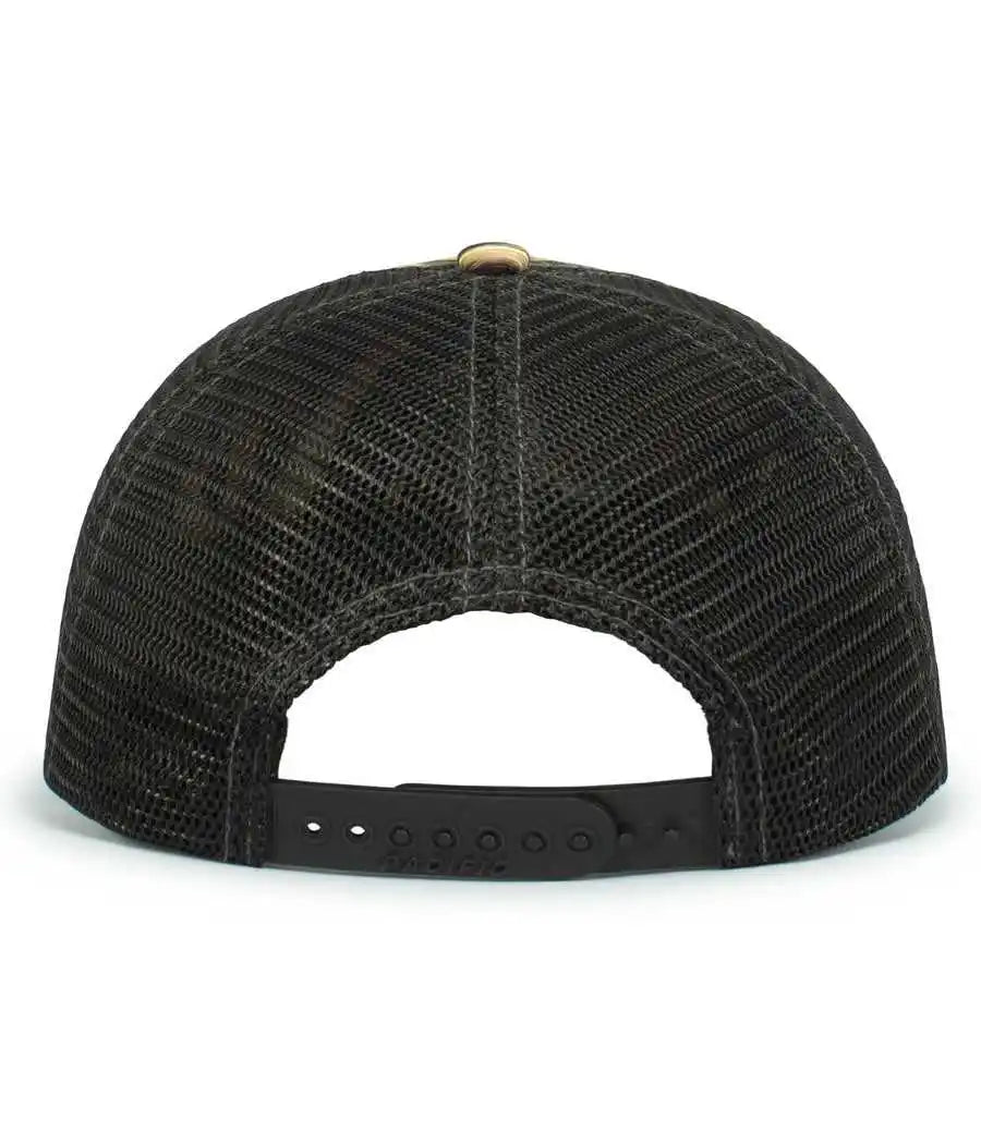 Pacific Headwear P640 Vintage Mossy Oak Trucker Cap - Shadow Grass Blades Lt Charcoal - 7’’ - 7 7/8’’