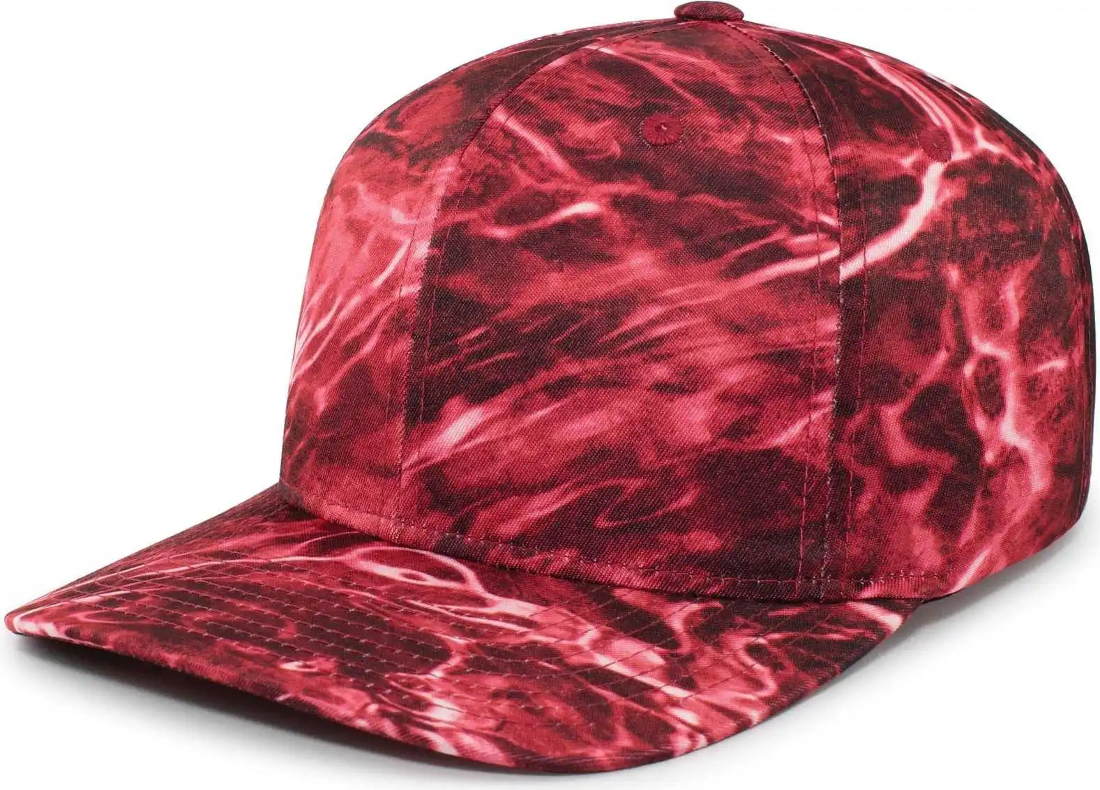 Pacific Headwear P680 Mossy Oak Guide Cap - Crimson Mo Elements - 7’’ - 7 7/8’’