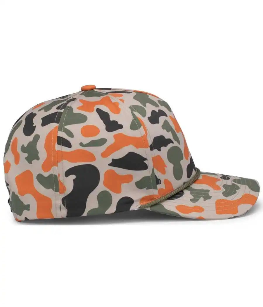 Pacific Headwear P685 Duck Camo 5 Panel Trucker Cap Blaze / 7’’ 7 7/8’’