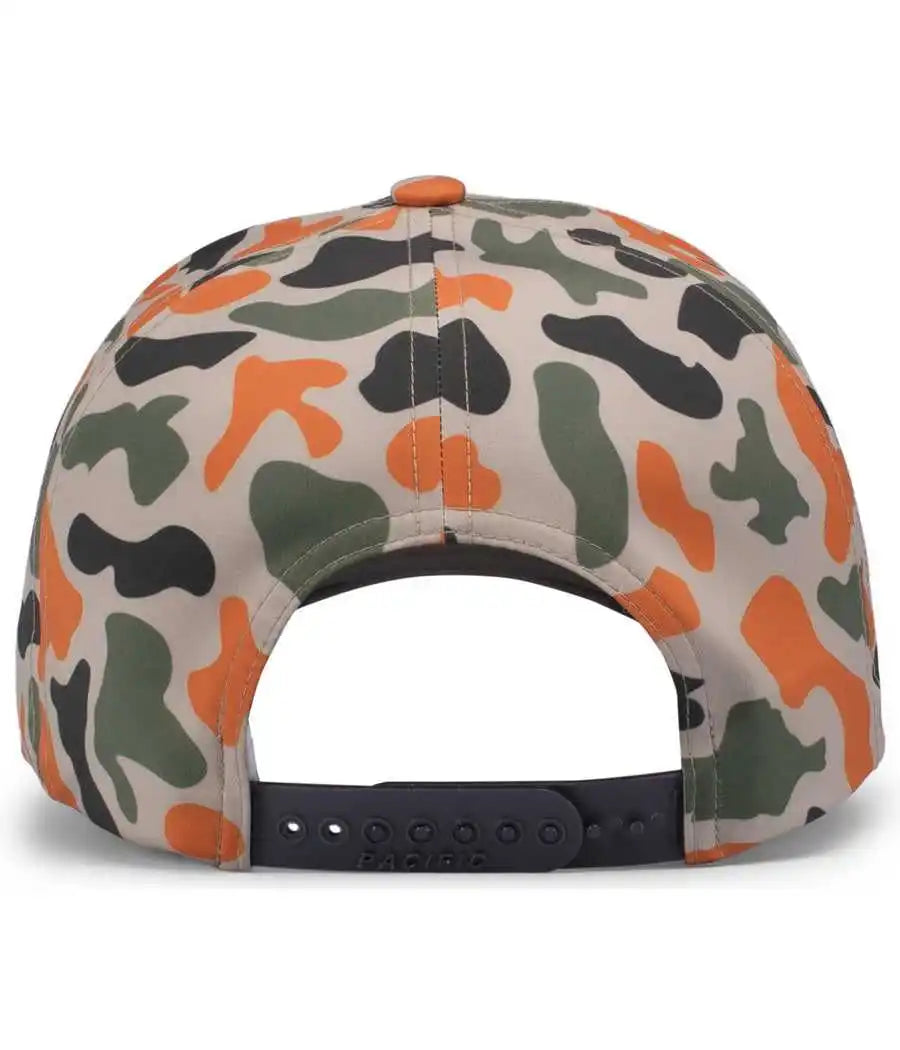 Pacific Headwear P685 Duck Camo 5 Panel Trucker Cap Blaze / 7’’ 7 7/8’’