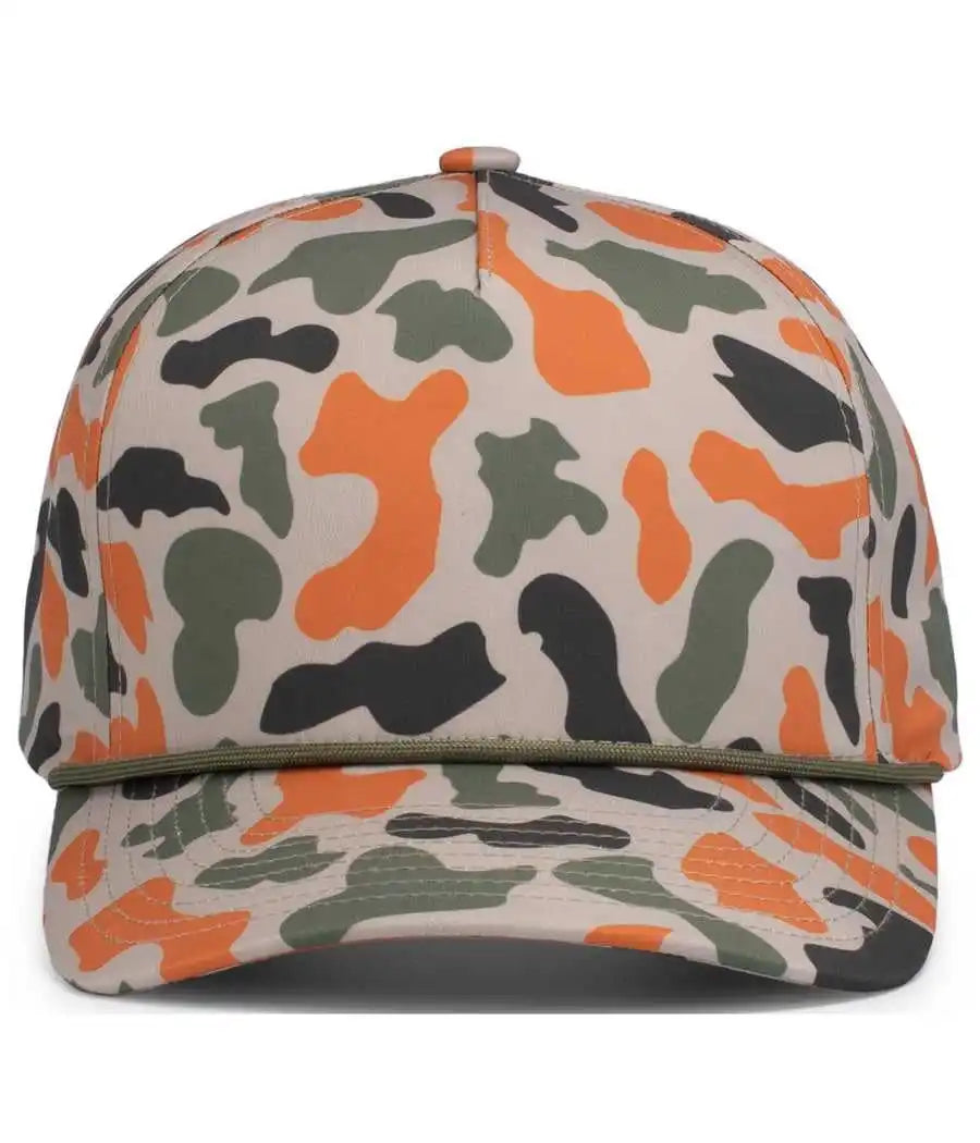 Pacific Headwear P685 Duck Camo 5 Panel Trucker Cap Blaze / 7’’ 7 7/8’’