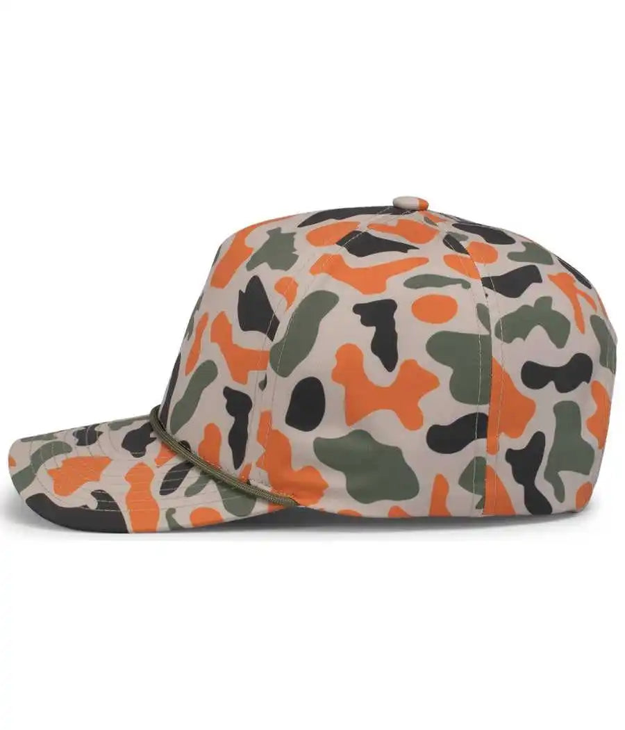 Pacific Headwear P685 Duck Camo 5 Panel Trucker Cap Blaze / 7’’ 7 7/8’’