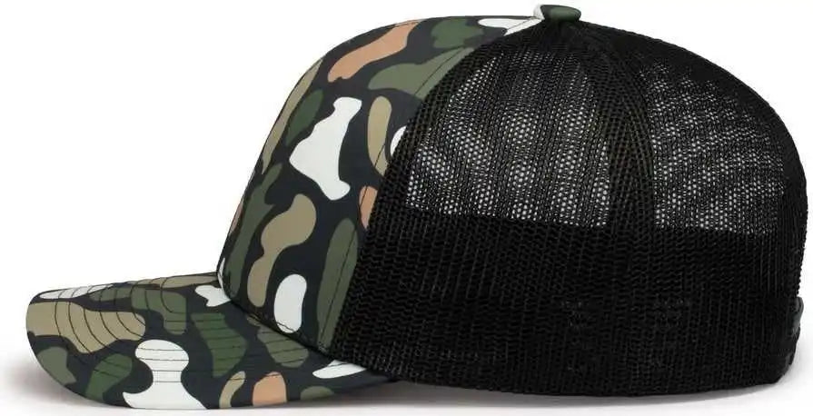 Pacific Headwear P686 Duck Camo Trucker Snapback Cap - Bayou Lt Charcoal - 7’’ - 7 7/8’’