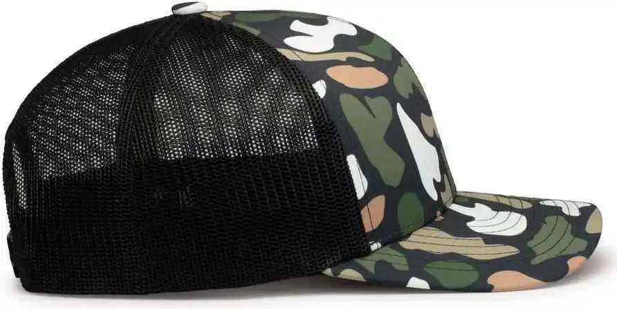 Pacific Headwear P686 Duck Camo Trucker Snapback Cap - Bayou Lt Charcoal - 7’’ - 7 7/8’’