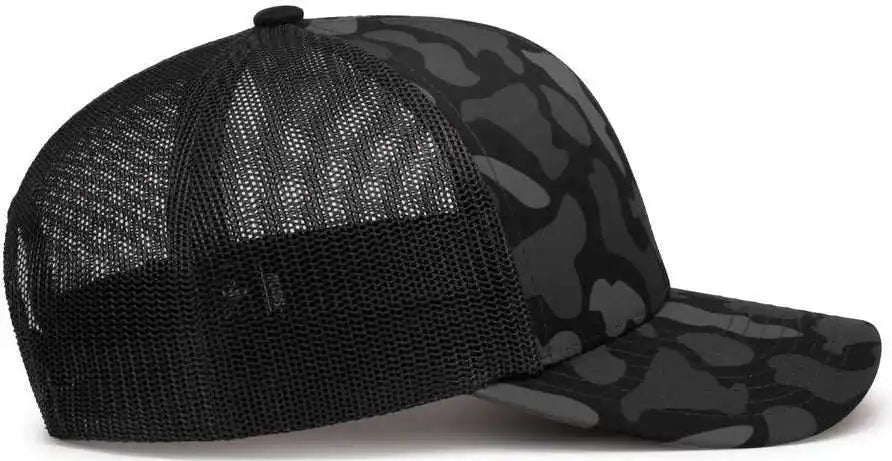 Pacific Headwear P686 Duck Camo Trucker Snapback Cap Blackout Lt Charcoal / 7’’ 7 7/8’’