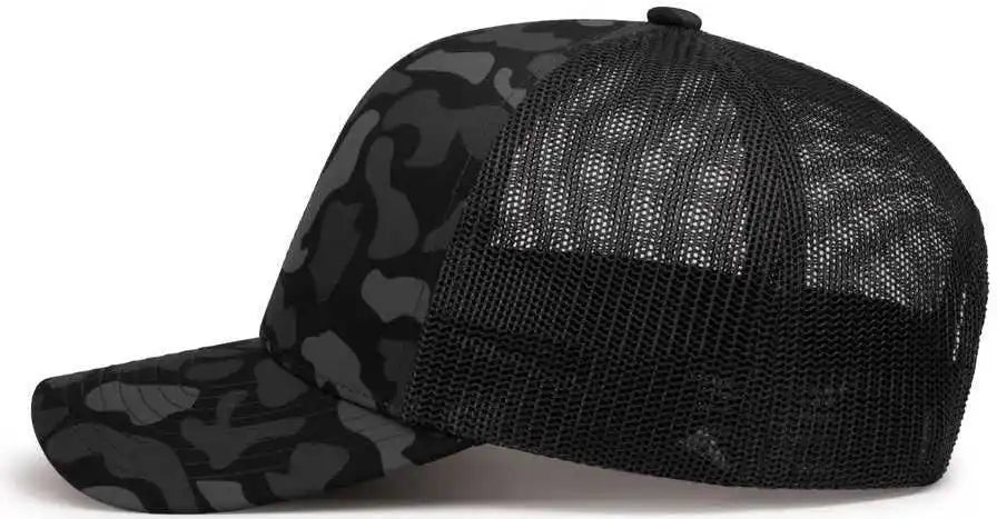 Pacific Headwear P686 Duck Camo Trucker Snapback Cap Blackout Lt Charcoal / 7’’ 7 7/8’’