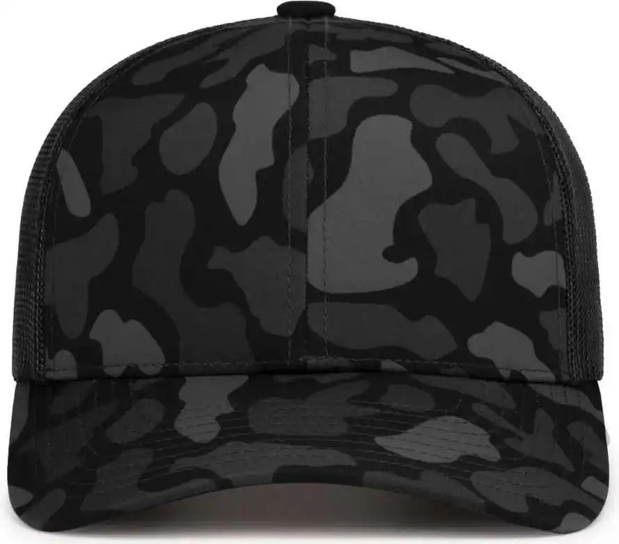 Pacific Headwear P686 Duck Camo Trucker Snapback Cap Blackout Lt Charcoal / 7’’ 7 7/8’’