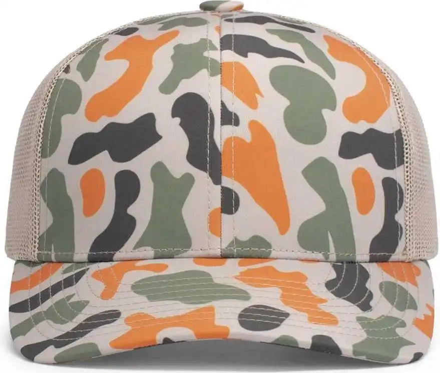 Pacific Headwear P686 Duck Camo Trucker Snapback Cap Blaze Khaki / 7’’ 7 7/8’’