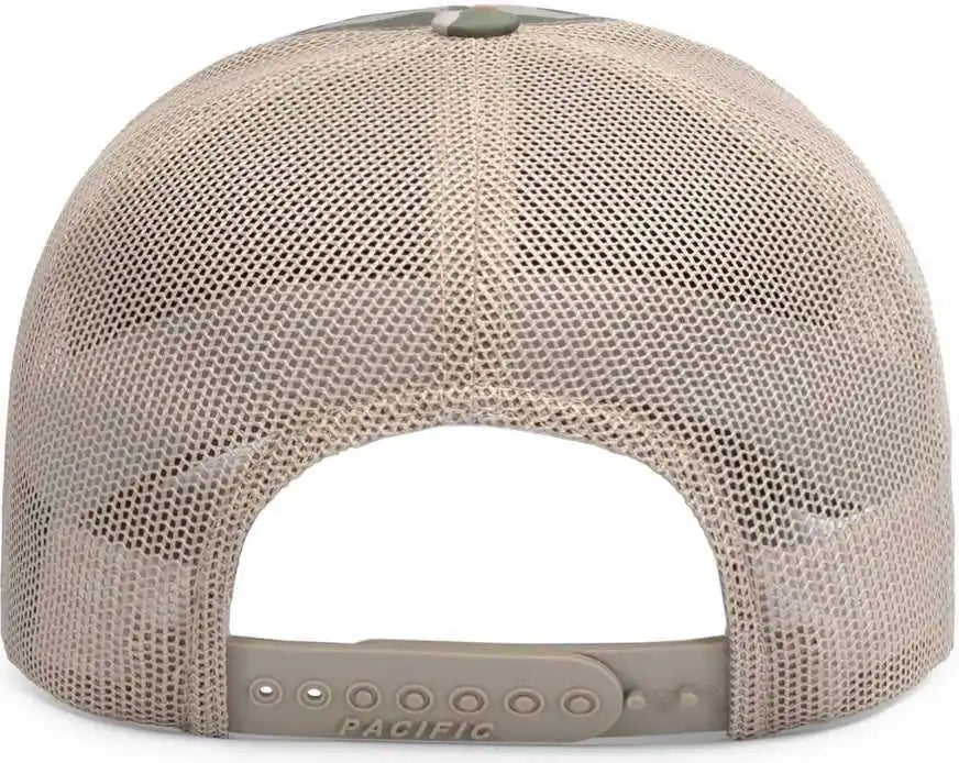 Pacific Headwear P686 Duck Camo Trucker Snapback Cap Blaze Khaki / 7’’ 7 7/8’’